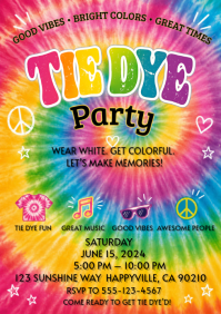 Joyful Tie Dye Party A4 template