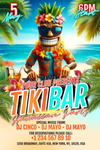 Joyful Tiki Bar Hawaiian Luau Party Banner 4' × 6' Video template
