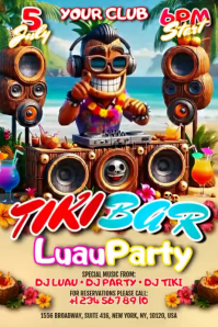 Joyful Tiki Bar Luau PartyParty Banner 4' × 6' Video Banier 4’×6’ template