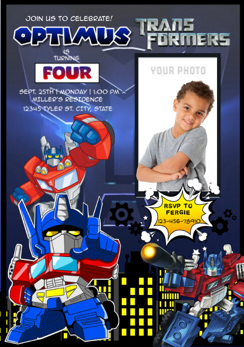 Joyful Transformer Birthday A4 template