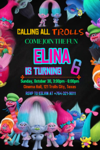 Joyful Trolls Birthday Party Invitation Poster Template | PosterMyWall