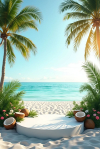 Joyful Tropical Coconut Beach Display  Pinterest Graphic template
