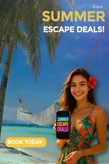 Joyful Tropical Summer Escape Pinterest Video Template – Engaging Travel Promo With Scenic Beach Foo