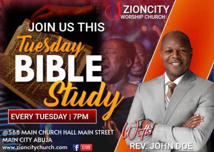 Joyful Tuesday Bible Study Church Service Postcard Template | PosterMyWall