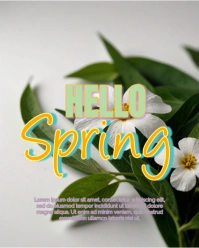 Joyful Typographic Hello spring Post Poster Flyer Instagram Portrait template
