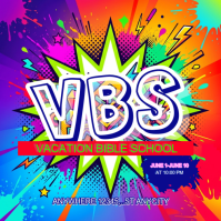 Joyful Vacation Bible School Instagram Post,sunday school, bible camp, kids worship, christian flyer template