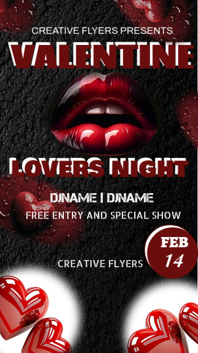 Joyful Valentine Lovers Night Party  Instagram Story template