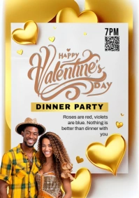 Joyful Valentines Day Dinner A4 template