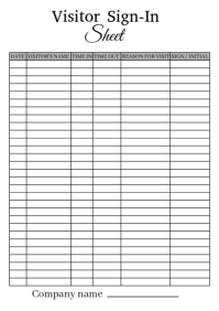 Joyful Visitor Sign In Sheet  A4 template