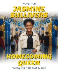 Joyful Vote For Homecoming Queen Dance School High Middle Club Poster Spirit Week Sign Social Post I Instagram Portrait template