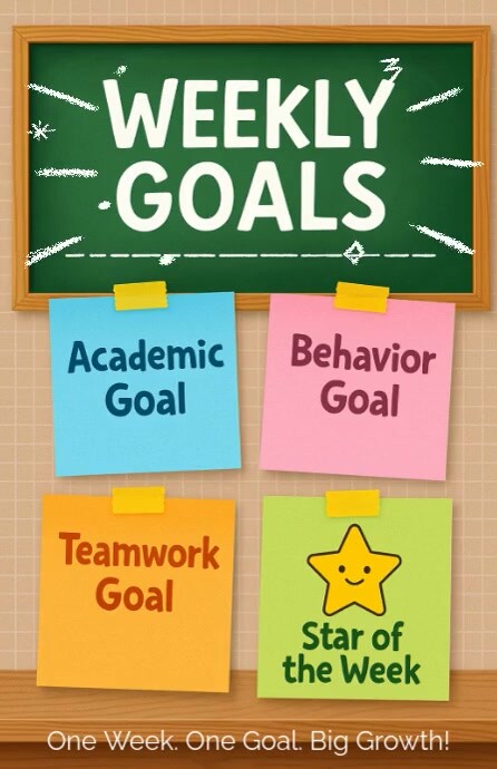 Joyful Weekly Goals Tracker – Inspire Progress One Step At A Time Tabloid Tablóide template
