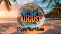 Joyful Welcome August Tropical Happy New Month Greeting Design Digital Display (16:9) template