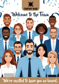 Joyful Welcome To The Team Card Poster Flyer Design Template A3