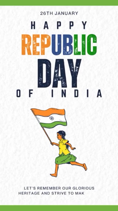 Joyful White And Green Minimal Republic Day Of India Instagram Reel Instagram-Reel template