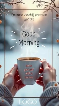 Joyful Winter Good Morning With A Cup Of Tea Instagram Story template