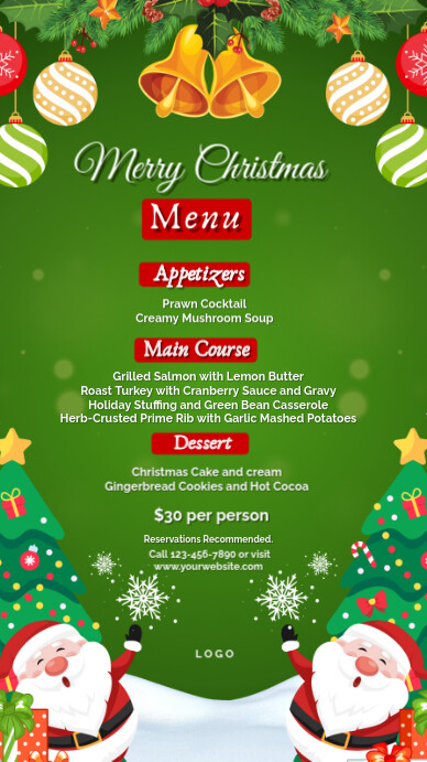 Joyful Winter Menu Design Digital Display (9:16) template