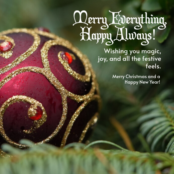 Joyful Wishing You Magic Joy Merry Christmas Instagram Post template
