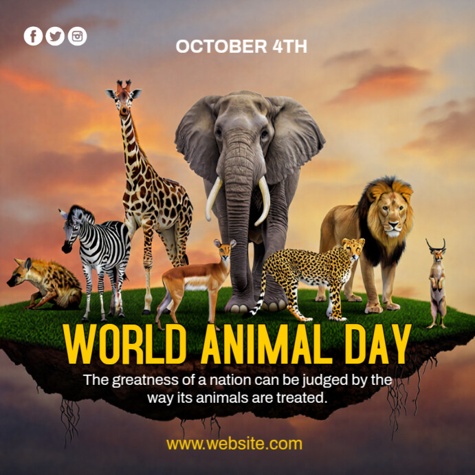 Copy of Joyful World Animal Day Instagram Post | PosterMyWall
