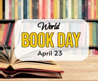 Joyful World Book Day Post Large Rectangle 大矩形广告 template