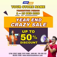 Joyful Year End Sale Square Design Flyer Inst Message Instagram template