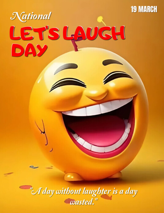 Joyful Yellow Background Pastel National Let's Laugh Day Flyer (us Letter) template