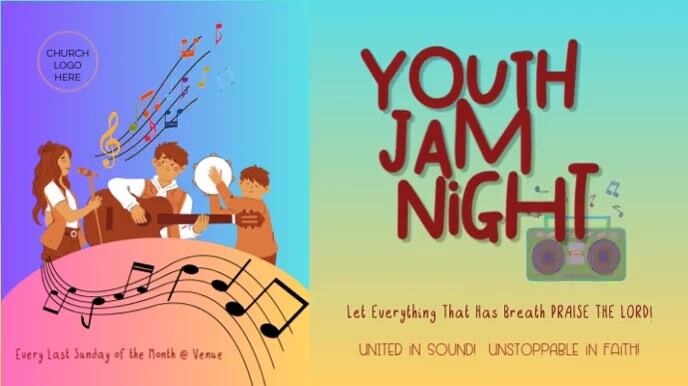 Plantilla de Joyful Youth Jam Night Digital Display (16:9) | PosterMyWall