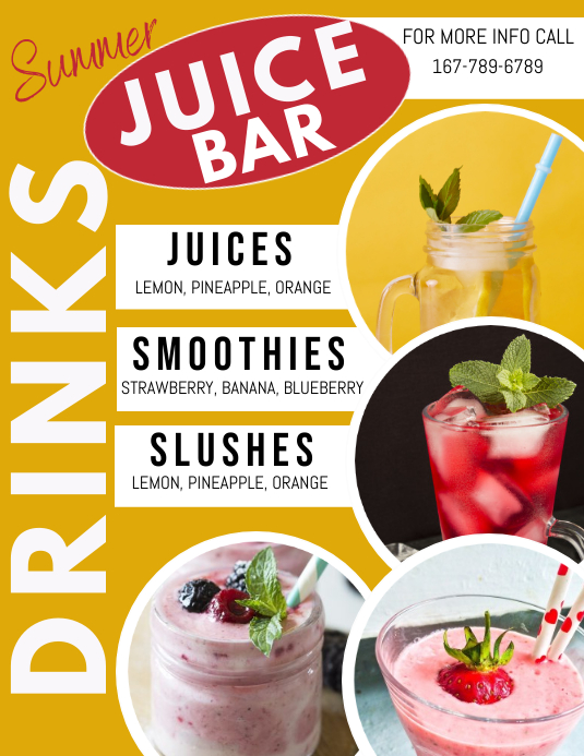 Juice bar menu, drinks menu Template PosterMyWall