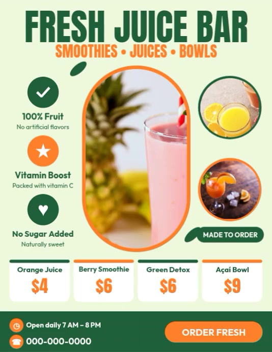 Juice Bar Smoothie Flyer Flyers Template | PosterMyWall