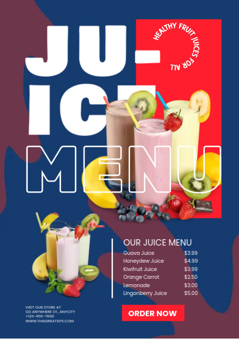 Juice Menu Elegant Style A4 template