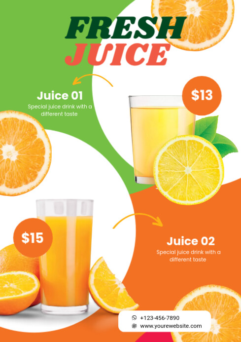Juice Menu Template A4