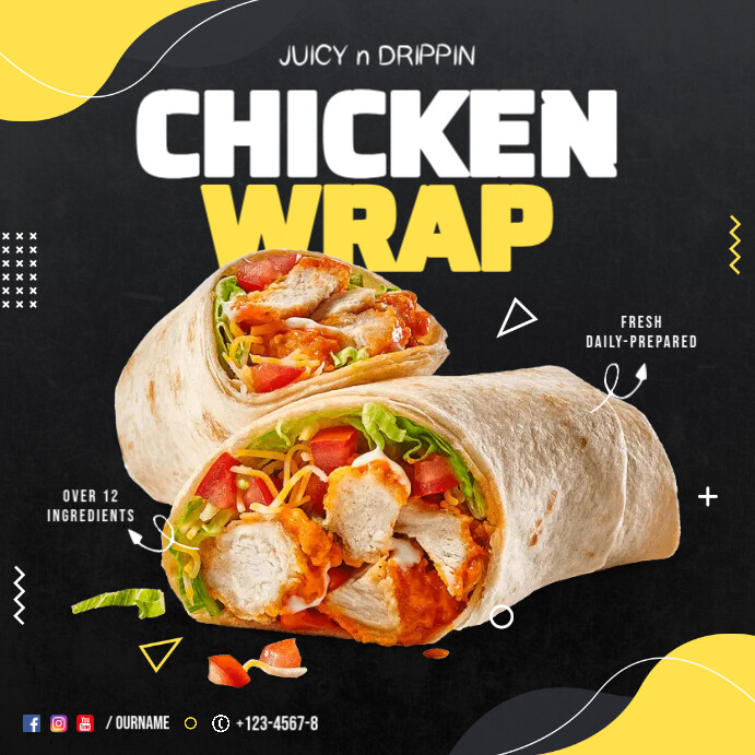 Juicy Chicken Wrap Shawarma Roll ad Template | PosterMyWall