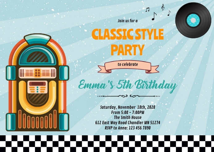 Jukebox sock hop invitation Template | PosterMyWall