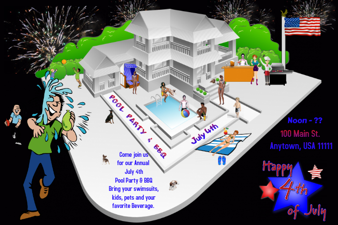 July 4th Pool Party And BBQ Template July 4th Pool Party And BBQ Template