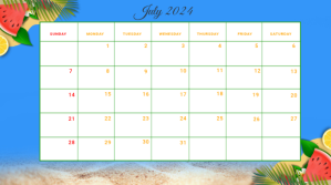 JULY CALENDAR Digitalt display (16:9) template