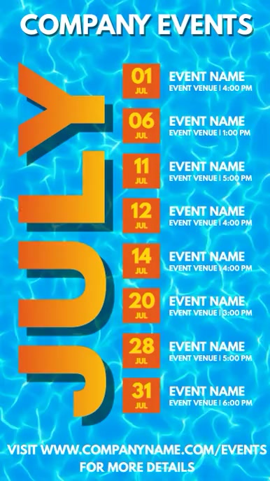 July Events Graphics July Events Schedule Video Template | PosterMyWall