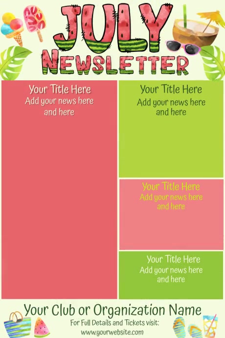Summer Fun Newsletter Example July Newsletter Summer Fun Template | PosterMyWall