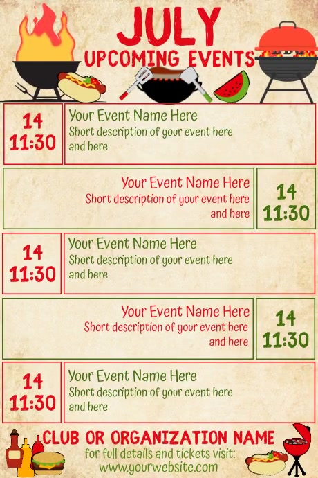 July Events Graphics July Upcoming Events Calendar Template | PosterMyWall