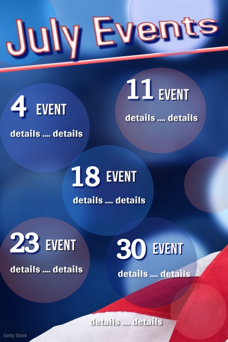 July Events Graphics Plantilla de July Upcoming Events | PosterMyWall