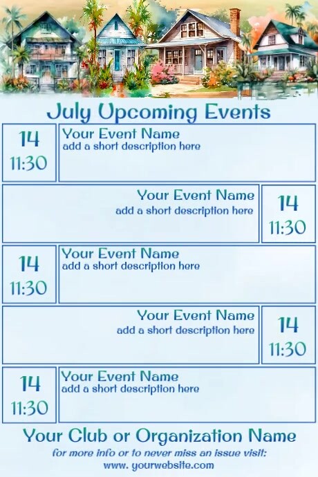 JULY UPCOMNG EVENTS BY Paula Poster template