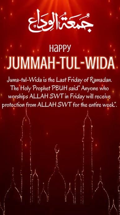 jummahtul widaa mubarak,happy jummah tul wida Instagram Story template