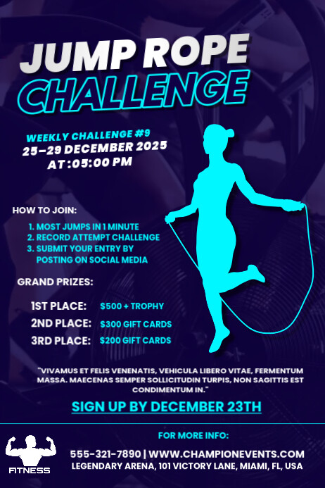 Jump Rope Challenge Poster template