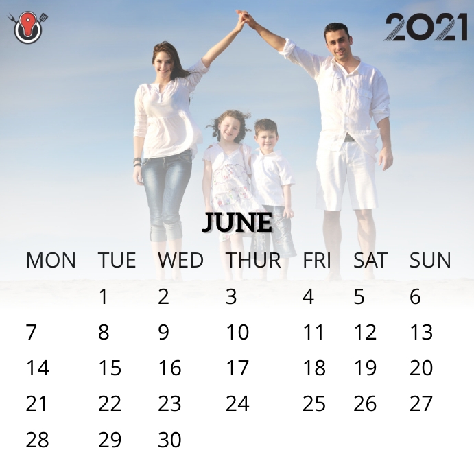 June 2021 calendar Publicação no Instagram template