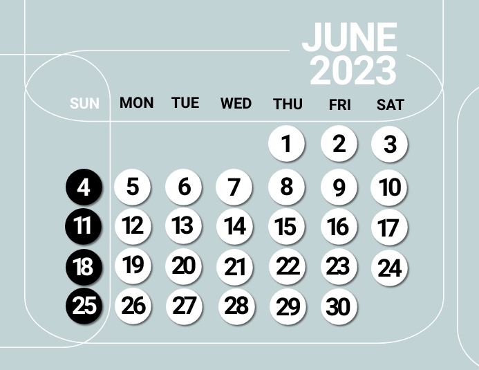 June 2023 Monthly Calendar, Calendar Template Flyer (US Letter)