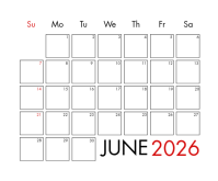 June 2025 Calendar Template Medium Rectangle
