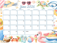 june calendar 2026 Folheto (US Letter) template