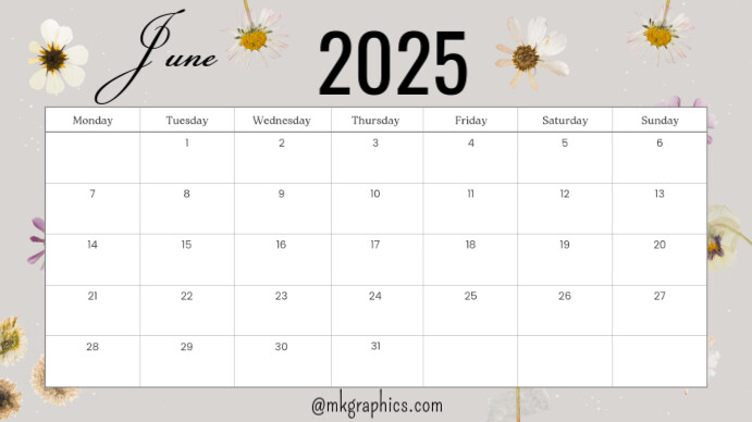 June calendar 演示(16:9) template