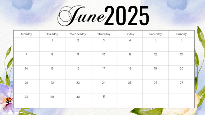 June calendar 演示(16:9) template