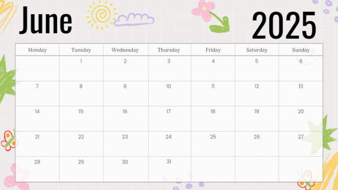 June calendar 演示(16:9) template