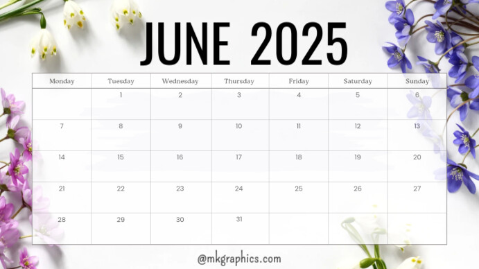 June calendar 演示(16:9) template