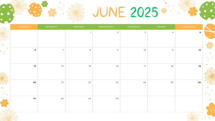 June calendar 演示(16:9) template